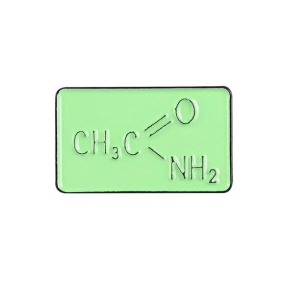 Acetamide Science Formula Cube Pin Brooch - Picture 1 of 3